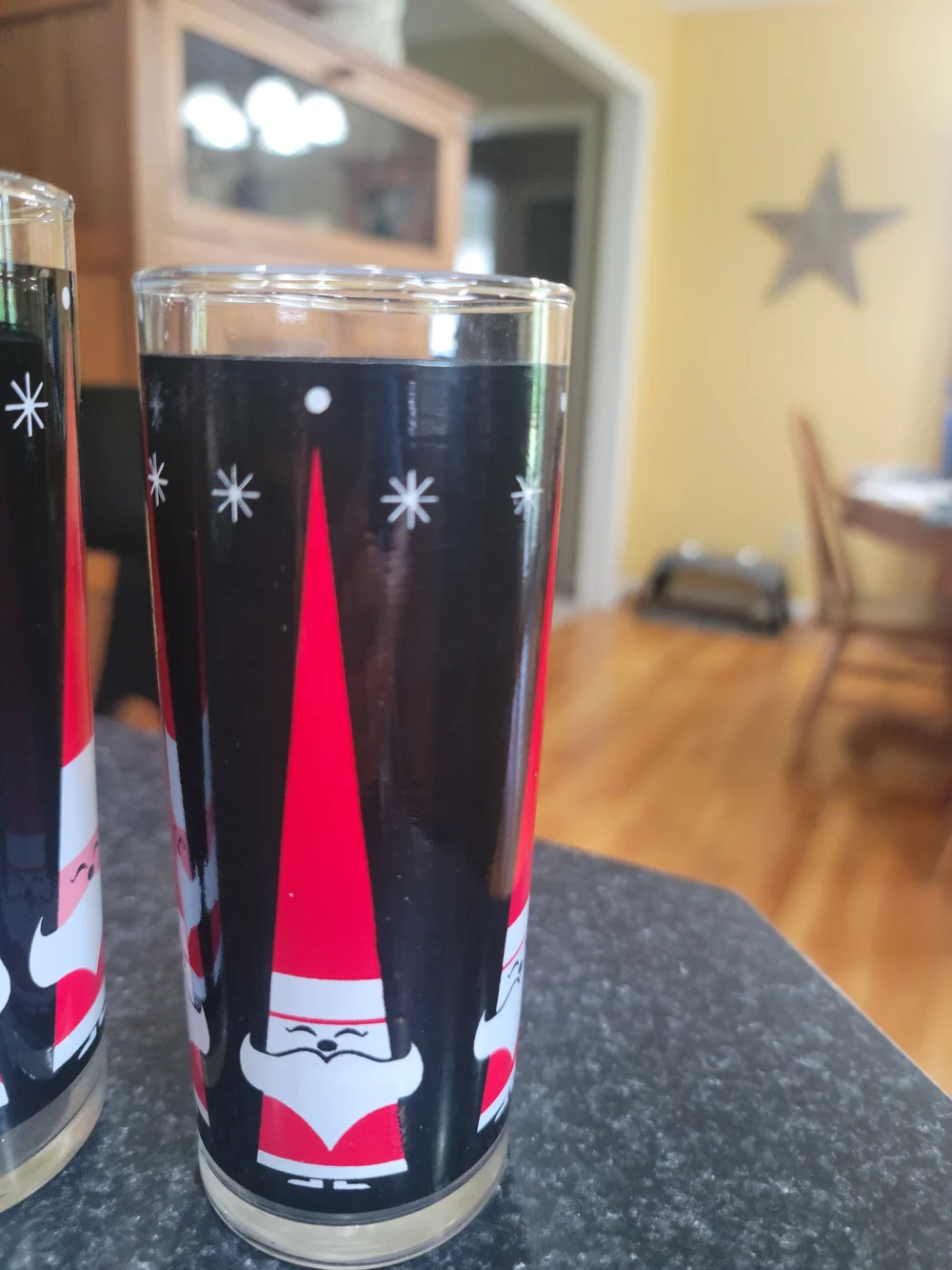 Vintage Libbey glasses feature a stylized Santa Claus 1960's 4 Pcs